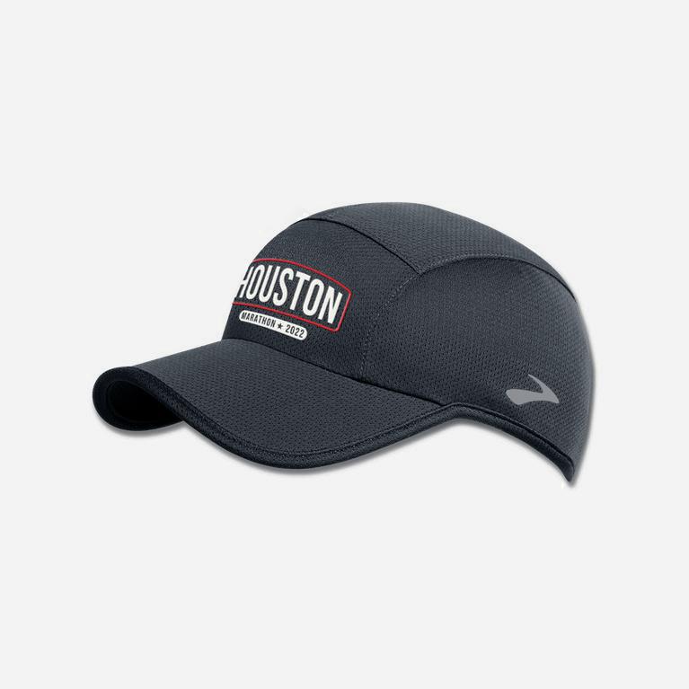 Brooks Houston22 Tempo NZ - Men's Running Hat - Asphalt/DarkGey/26.2 Houston (63012-QUZY)